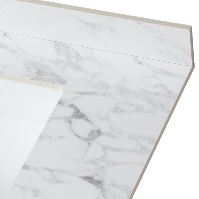 37X22 Inch Sintered Stone Bathroom Vanity Top With Undermount Ceramic Sink And Backsplash, Durable And Stylish