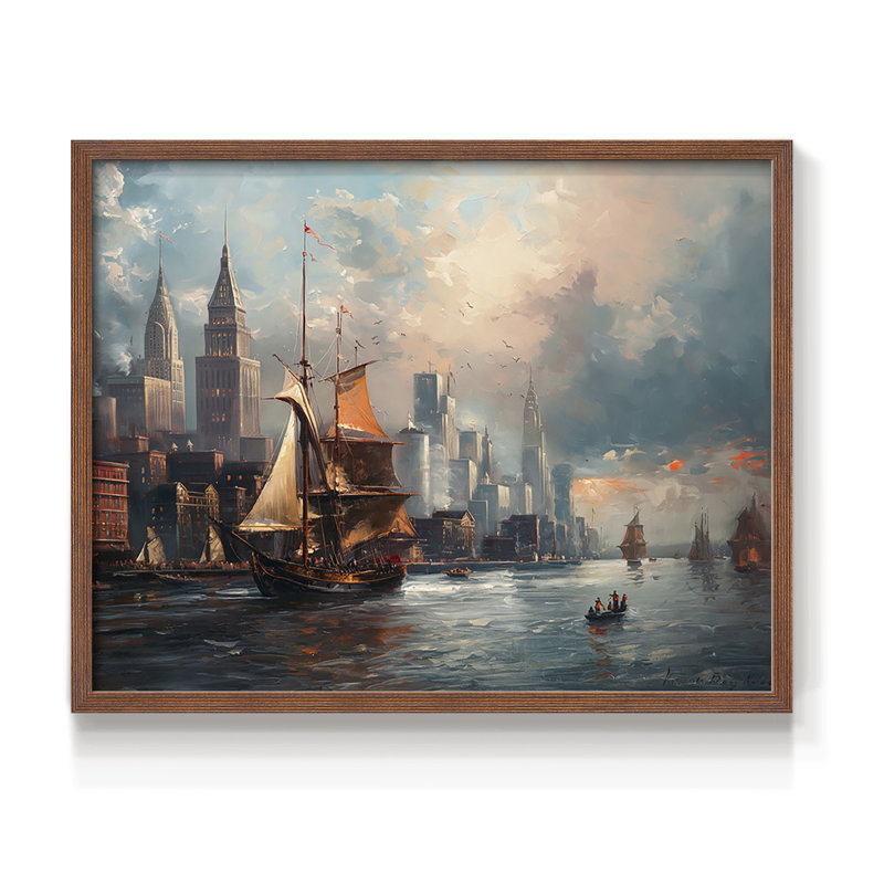 Nautical Series-CCVI -Framed Print - Restickable, 11" H x 14" W, Walnut