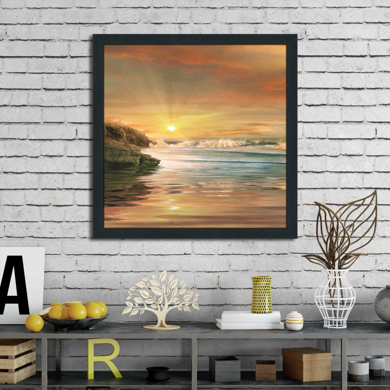 «Sundown», reproduction de photo encadrée, H 37,5 po x l 37,5 po x P 1 po, Cadre espresso