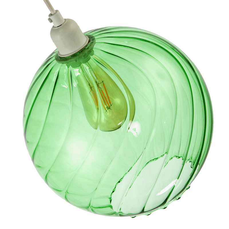 22cm H Glass Round Pendant Shade ( No Direct Attachment Method ) in Green