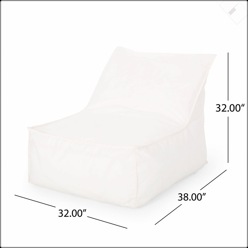 Ettie 3 Ft. Water Resistant Fabric Bean Bag Chair, For Cozy And Stylish Modern Living, White Washed Fabric