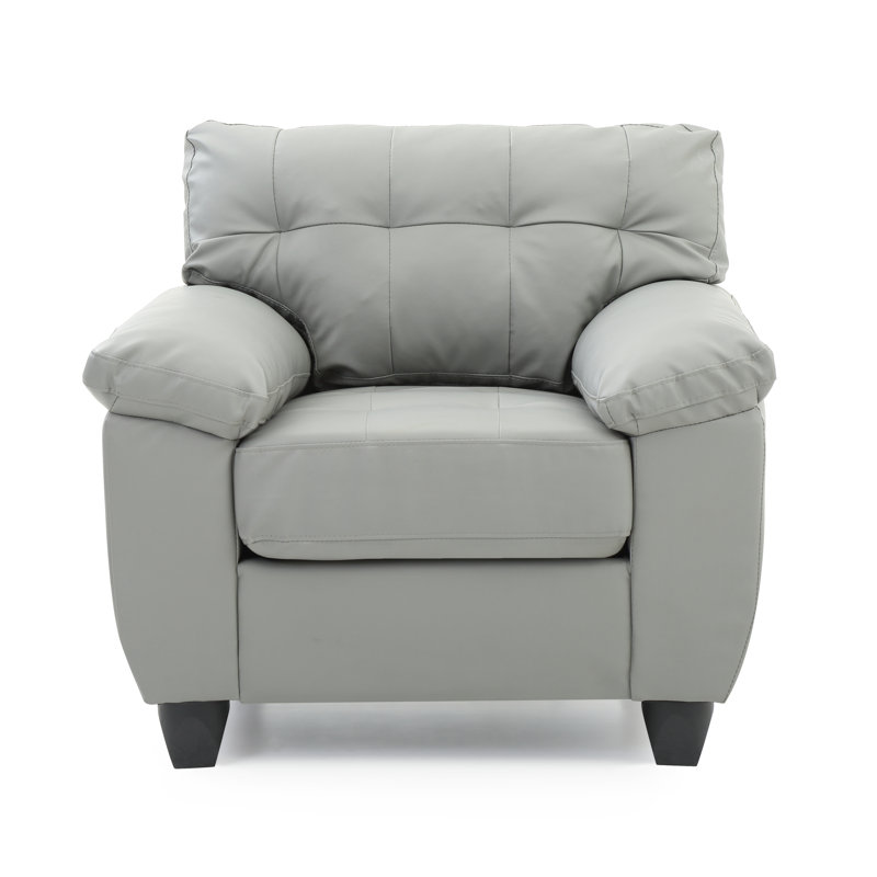 Fauteuil capitonné large de 36 po Benton, Similicuir gris