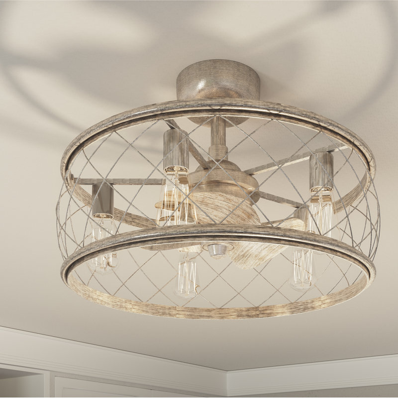 Jonas 12'' Ceiling Fan with Light Kit, Century Silver Leaf