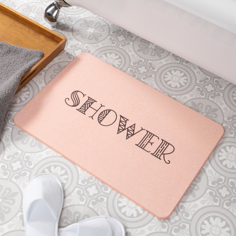 Non-Slip Bath Mat, Pink/Black