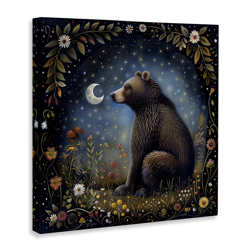 «Woodland Bear Night Forest» par The Dutch Lady, H 36 po x l 36 po