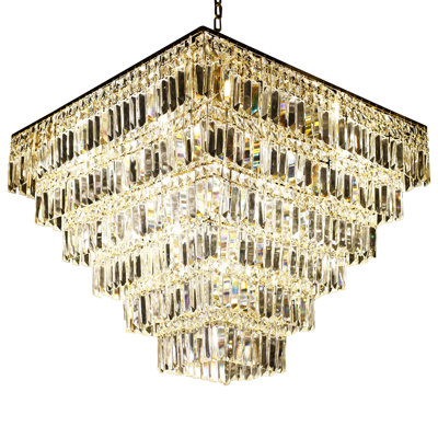 Lustre carré / rectangulaire unique à 13 lumières avec accents en fer forgé Trevorton