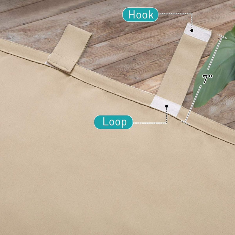 2 Panels Outdoor Curtains for Patio Waterproof, Thermal Insulated Detachable Sticky Tab Top Room Darkening Great Vertical Drape Outdoor Divider for Pergola