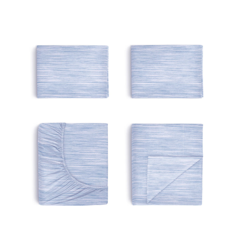 Southern Tide Distressed Stripe Queen Blue Sheet Set, Queen Sheet Set with 2 Pillowcases