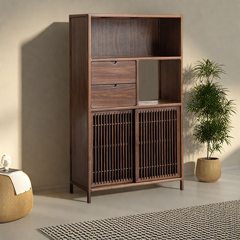 New Chinese Style Lattice Door Bookcase