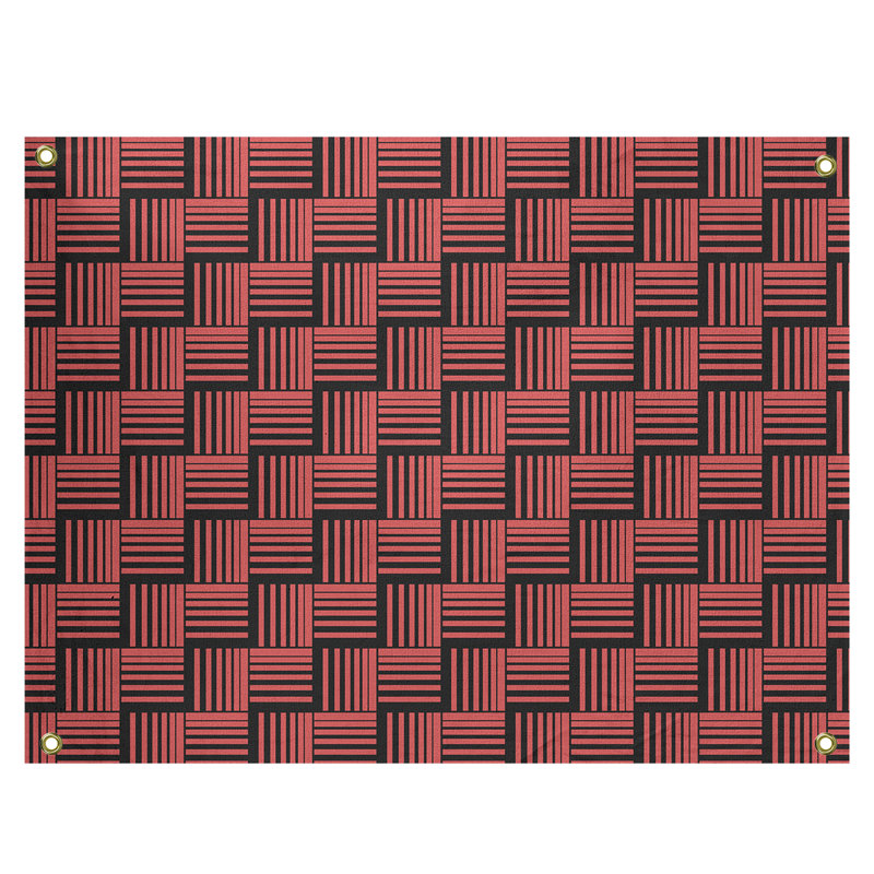 Tapisserie, H 50 po x l 59 po, Rouge/noir