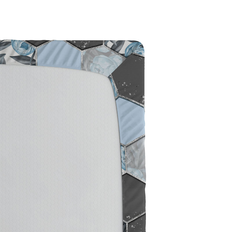 Drap-housse Ambesonne, Drap-housse de taille simple, Azur pâle / bleu / taupe / motif géométrique