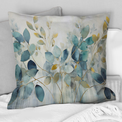Blue Botanical Rhythms II - Abstract Botanicals Printed Throw Pillow