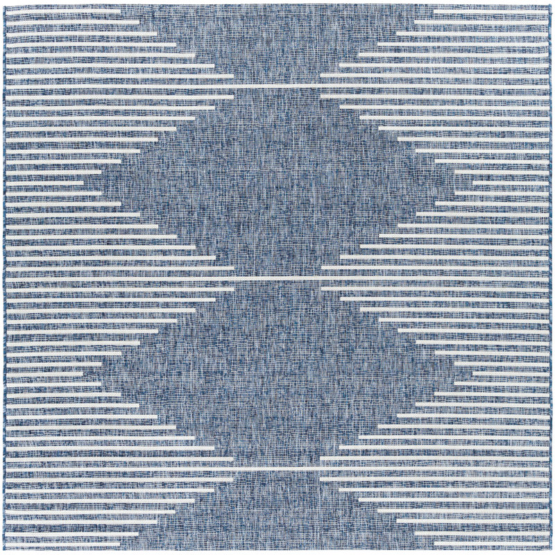 Tapis intérieur / extérieur bleu Irielle, Carré 8 pi
