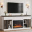 Meuble télé Farmhouse pour téléviseur de 58 po ou moins avec foyer électrique de 23 po inclus, console média en bois avec armoires et tiroirs de rangement-131408289