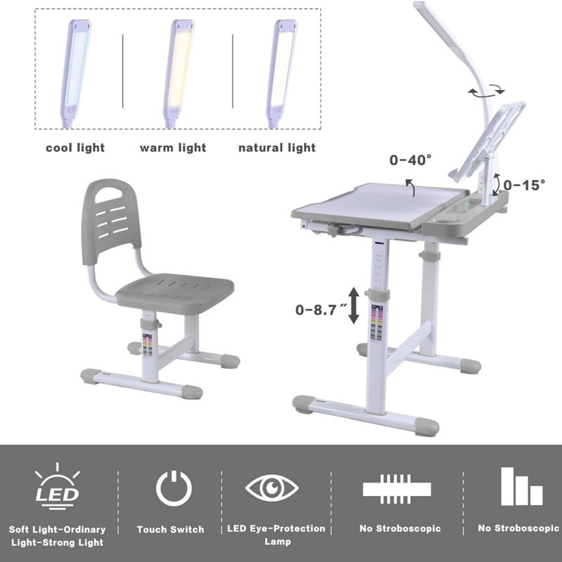 Ensemble de bureau pour enfants, Gris