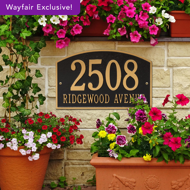Legacy 2-Line Wall Address Plaque, Black / Gold, Yes