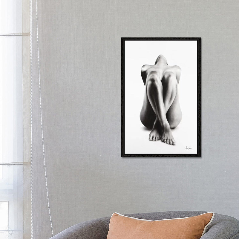 Nude Woman Charcoal Study 63 by Ashvin Harrison - Wrapped Canvas Painting, 101.6 cm H x 66.04 cm W, Black Framed
