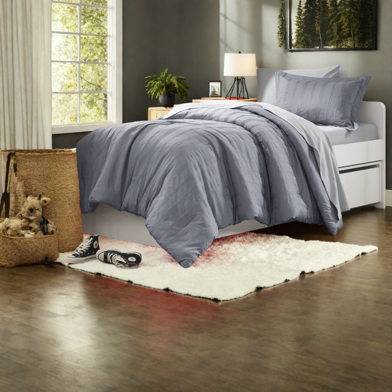 Comfortable Grey Bedding Sets, Polyester Twin/twin Xl, Modern Style For Dorms