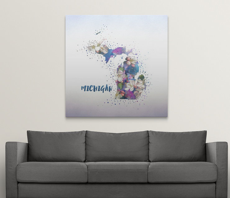 « michigan state fleur (pomme fleur) », impression, H 35 po x l 35 po x P 1,5 po, Toile