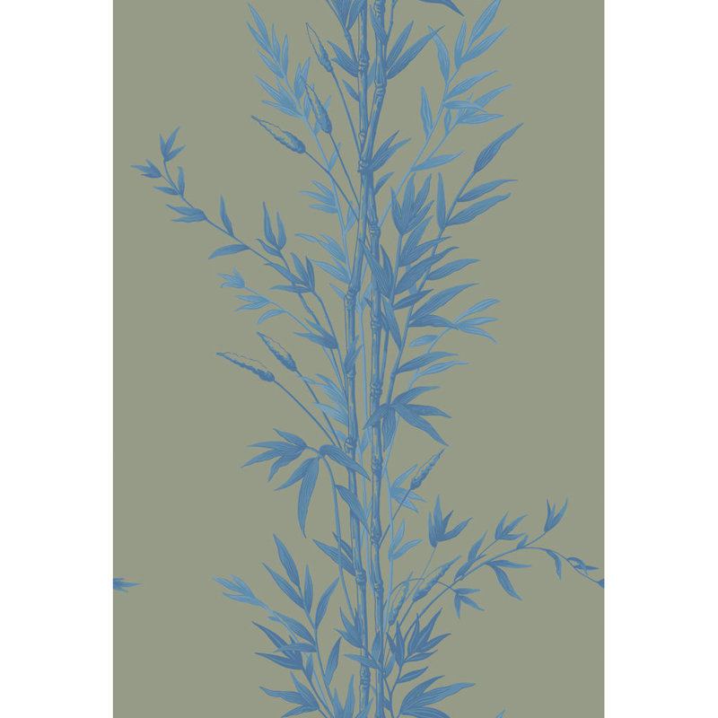 Anthology Bamboo Floral Wallpaper Roll, Blue/Khaki