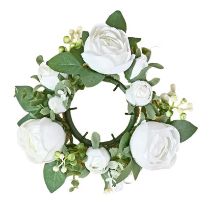 4Pcs Mini Rose Candle Rings Wreath