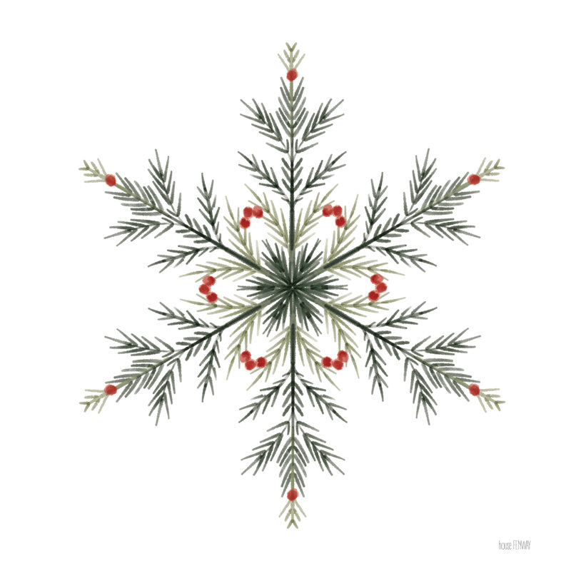 Evergreen Snowflake I, H 12 po x l 12 po
