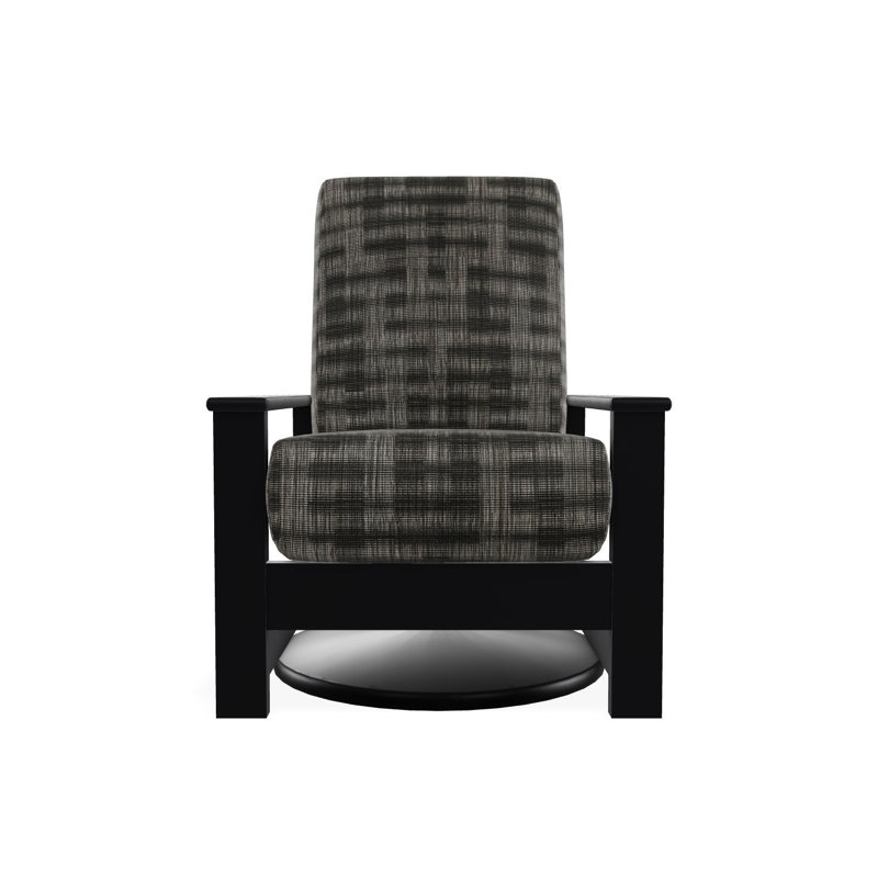 Leeward Marine Grade Polymer Deep Seating Cushion Swivel Hidden Rocker, Black, Brown/Gray