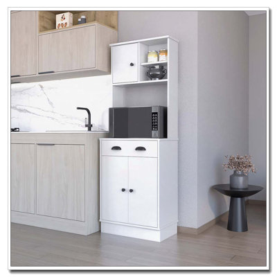 Palmer 2-Door Cabinet Microwave Kitchen Pantry in White