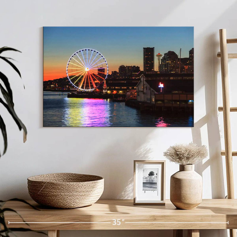 Seattle Waterfront Sunset, 16" H x 24" W