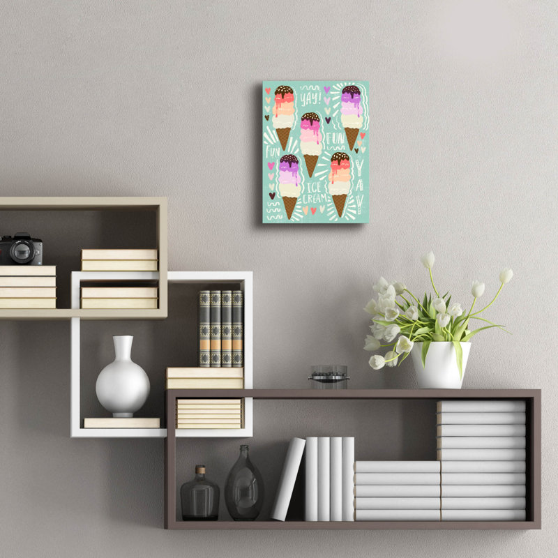  «Icecream» par Elizabeth Caldwell, art mural en verre acrylique, 12 po x 16 po