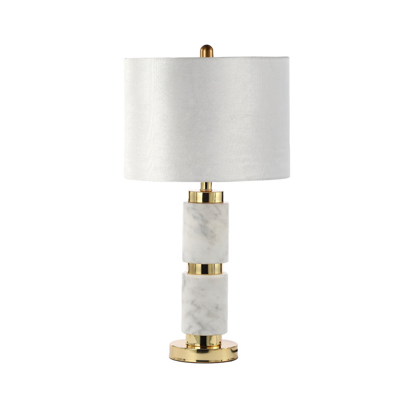 Azeez Living Room Table Lamp with Ceramic Base, Bedside Buffet Lamp for Bedroom with Velvet Shade