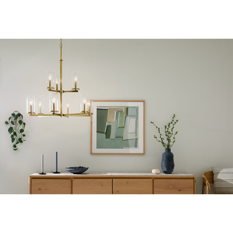 Lustre 9 lumières 32,5 "à 2 niveaux, Laiton