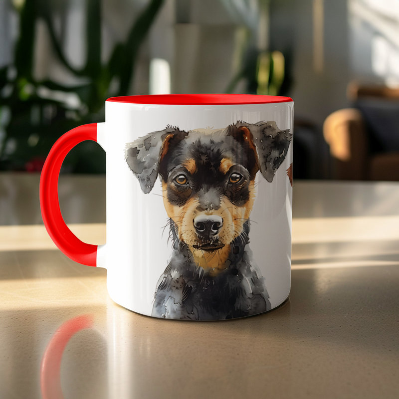 Australian Shepherd Dog Design 11oz Coffee Mug, 2, Red