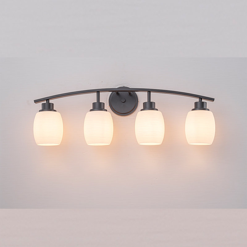Applique murale moderne 28 po avec 4 lumières pour meuble-lavabo 28 po avec abat-jour en verre opale texturé pour couloir à miroir