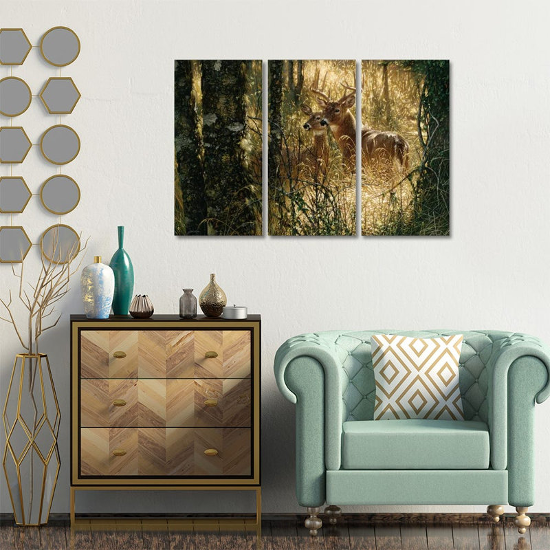 A Golden Moment - Whitetail Deer, horizontal sur toile par Collin Bogle, ensemble