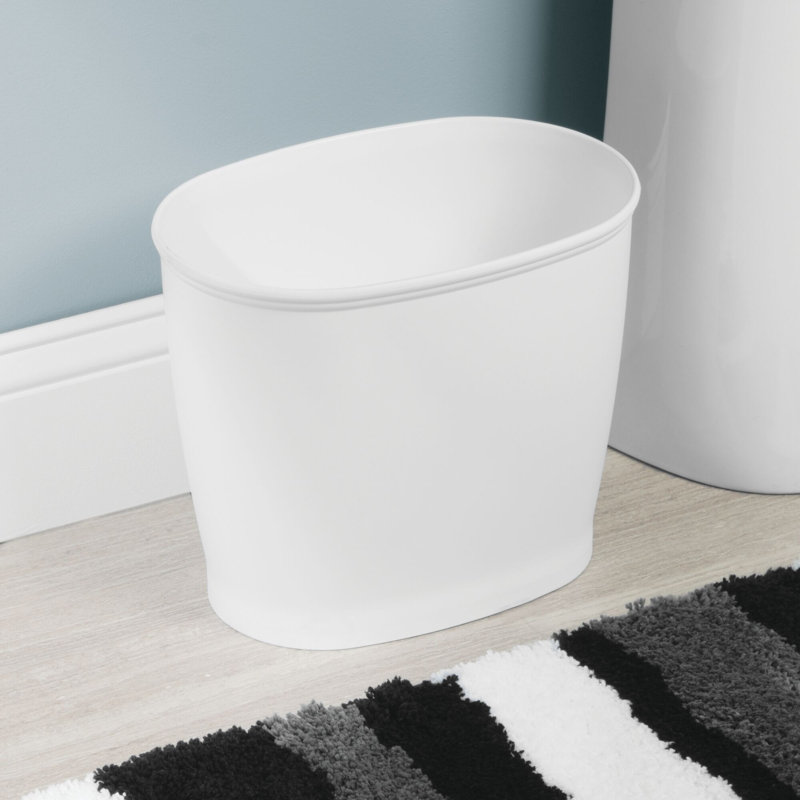 Corbeille à papier ovale en plastique sans BPA iDesign Kent - 12 po x 8 po x 10 po, blanc