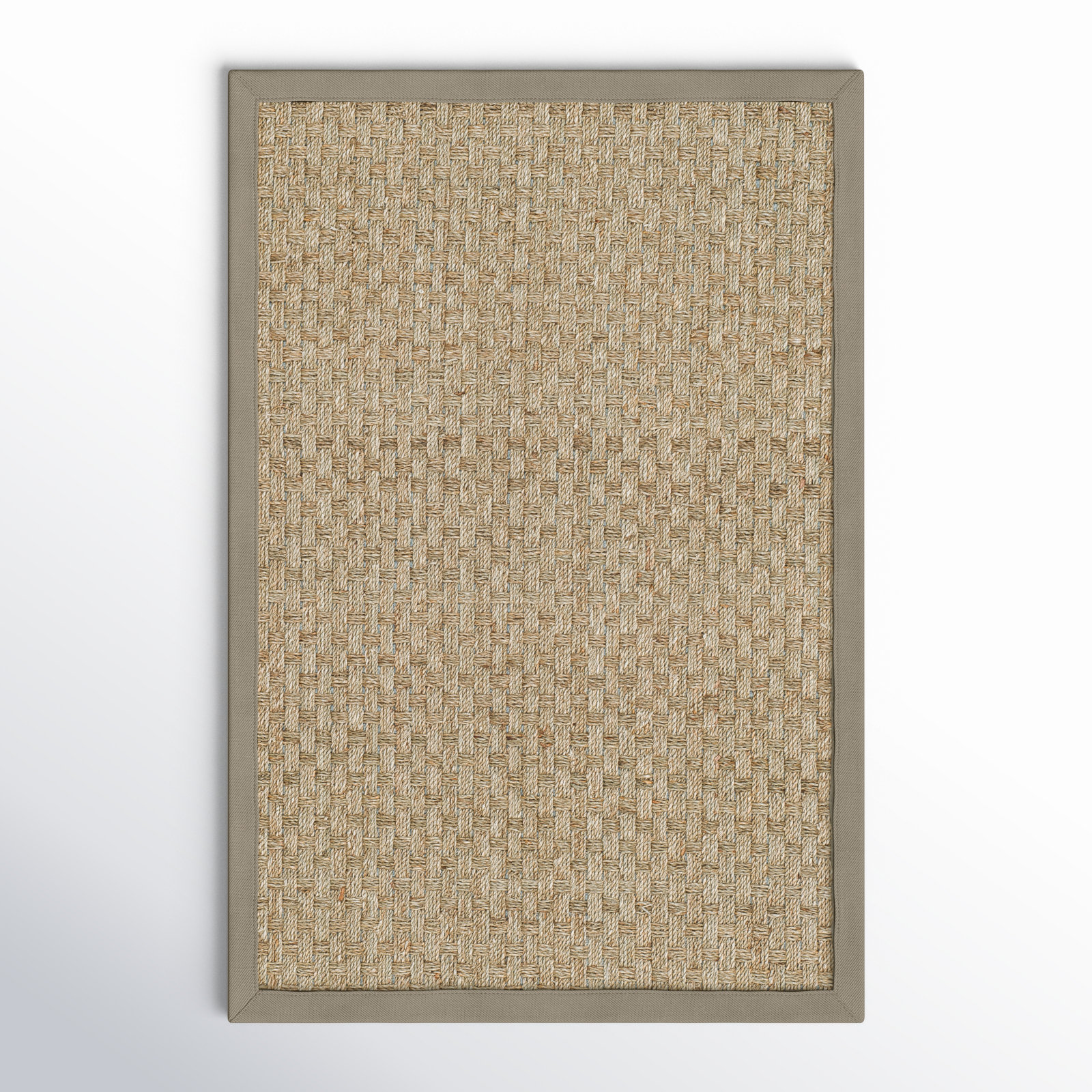 Auckland Bamboo Slat/Seagrass Natural/Gray Area Rug, Rectangle 2' x 3'