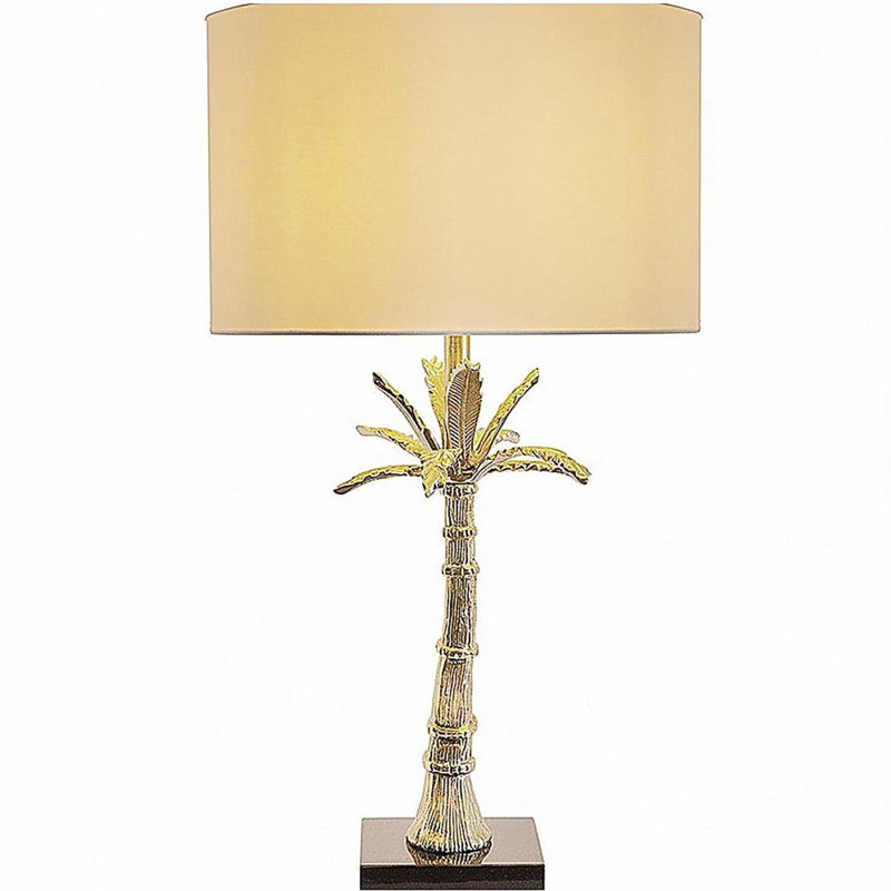 Lampe feuille d'érable D16 x 31 po, avec base en marbre, or (assemblage de l'abat-jour requis)