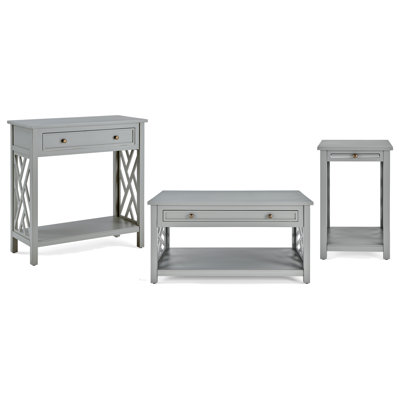 Ensemble 3 pièces Lund de 36 po de largeur avec 1 table basse, 1 table de bout et 1 console d'entrée avec rangement