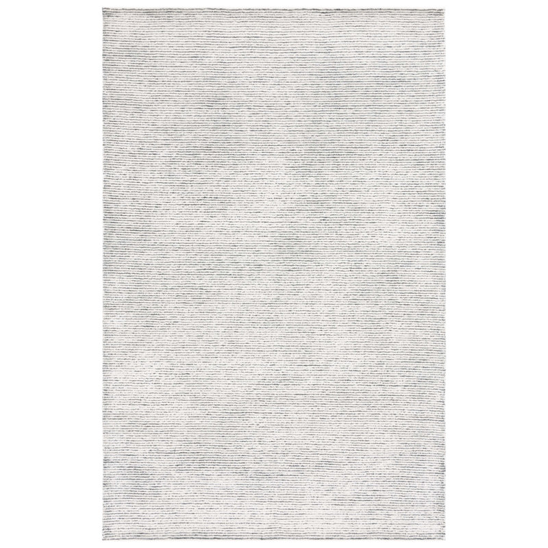 Xaniah Hand Tufted Wool/Viscose/Cotton Solid Color Rug in Charcoal/Ivory/Charcoal/Ivory, Square 6'