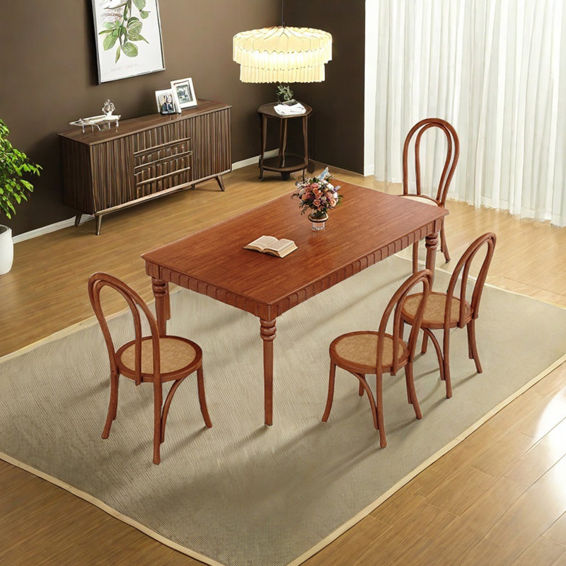 Rubber wood solid wood dining table set, 29.92"H x 55.12"L x 33.46"W, Burly