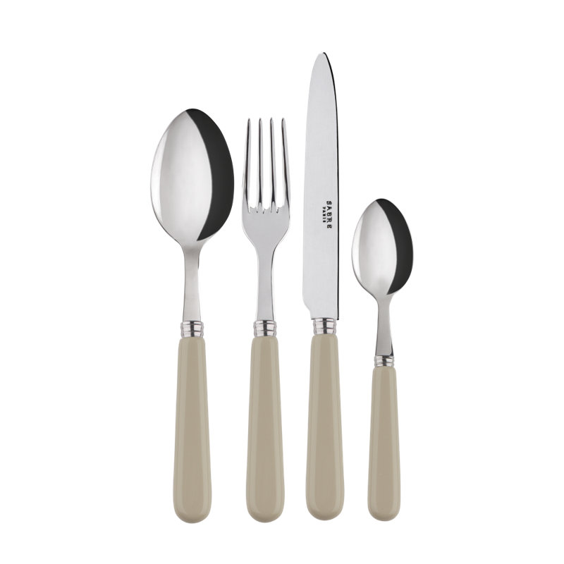 Sabre Paris - 24 Pieces Cutlery Set Pop Unis, Light Khaki