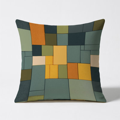 Blocky Earth Palette Indoor And Outdoor Throw Pillow