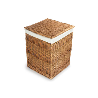 Wicker Laundry Bin Basket with Lining