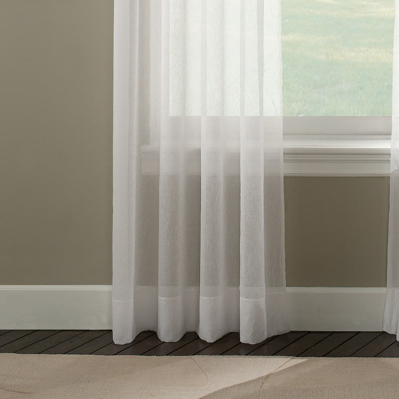 Winter White 108" Sheer Polyester Rod Pocket Curtain Panel