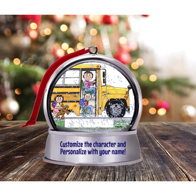 Personalized Friendly Folks School Bus Driver - Female Snow Globe Magnet - Great Gift!