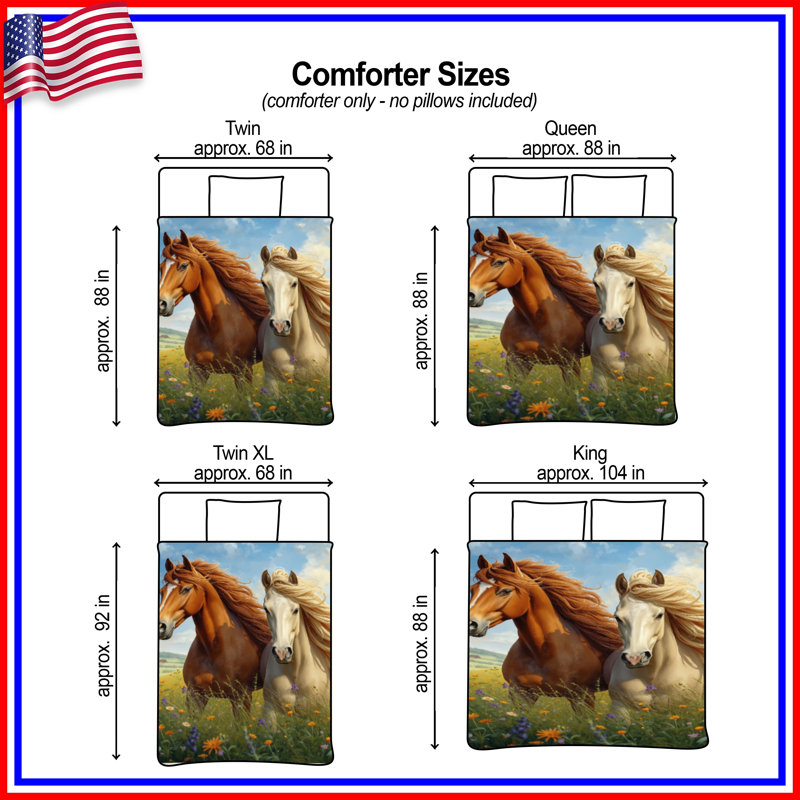 Two Horses In Meadow Comforter, Twin