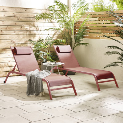 Ronja Pair of Garden Sun Lounge Deck Chairs - Classic Set for Modern Patio