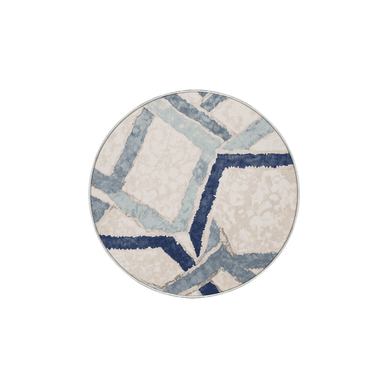 Tapis beige soyeux et moelleux, Rond 6 pi