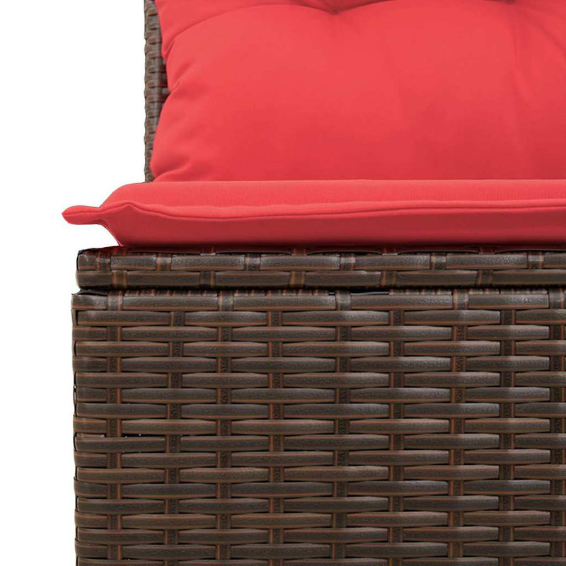 Banc de jardin vidaXL en poly rotin brun, Rouge / brun